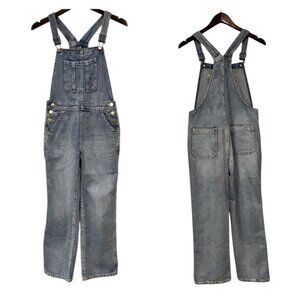 Gap Juniors Blue Size XL Denim Square Neck Straight Leg Denim Overalls